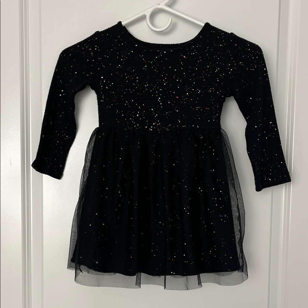 jumping beans Black Glittery Skater Dress